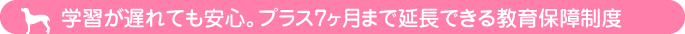 学習が遅れても安心。プラス7ヶ月まで延長できる教育保障制度